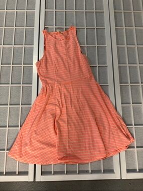 Forever 21 Coral and White Striped Sleeveless Skater Dress